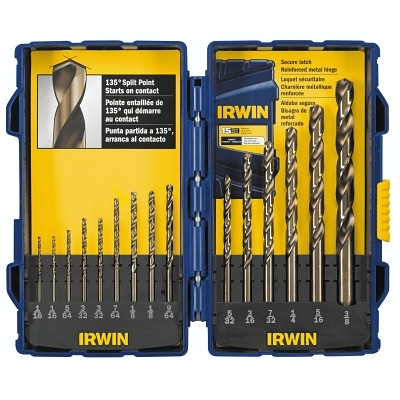 Irwin 316015 15-Pc Cobalt Set, 1/16 in to 3/8 in Cut Diameter