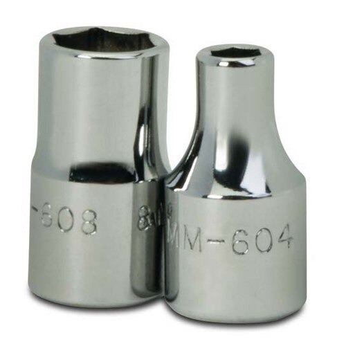 Socket, 7/8 Inch OAL, Shallow, 1/4 Inch Dr, 4 MM Size