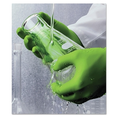 SHOWA 7705PFTL 7705PFT Disposable Nitrile Gloves, Powder Free, 4 mil, Large, Fluorescent Green