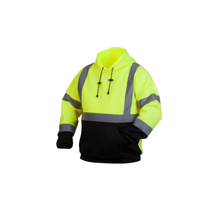 Pullover, RSSH32, Medium, Hi-Vis Lime, 2 Inch Silver