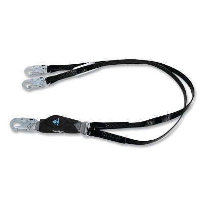 MSA 10207240 V-SERIES Anti-Corrosion Safety Lanyard, Coated Web, 6 ft, Small Steel Snaphooks, Twin, 310 lb