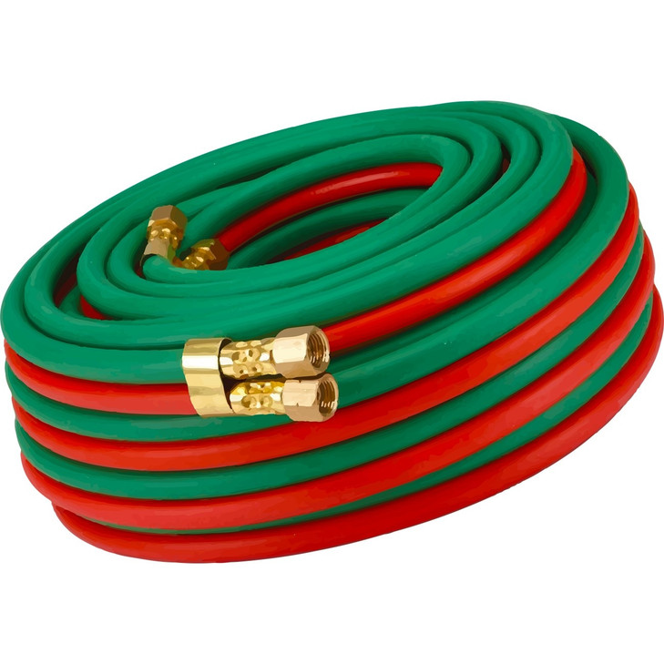 Twin Hose, T Grade, 1/4 Inch Dia, 700 ft L, Red/Green