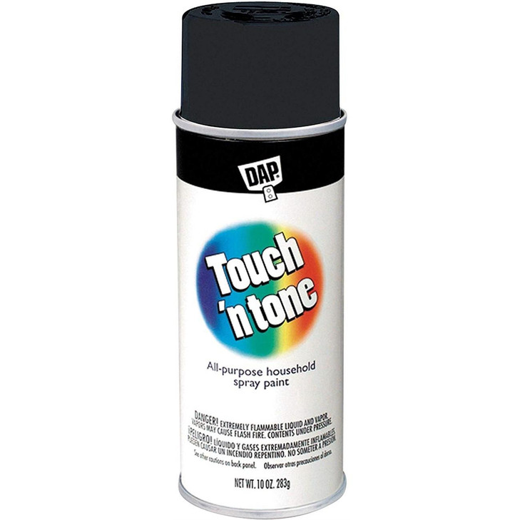 Rust-Oleum Touch 'n Tone All-Purpose Aerosol Spray Paint, Size: 10 oz, Color: Flat Black, Package Qty: 6 per case