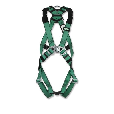MSA 10197198 V-FORM Full-Body Harness, Back D-Ring, Super X-Large, Chest/Qwik-Fit Leg Buckles
