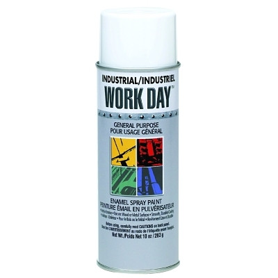 Krylon A04422007 Industrial Work Day Enamel Paint, 10 oz Aerosol Can, Flat White