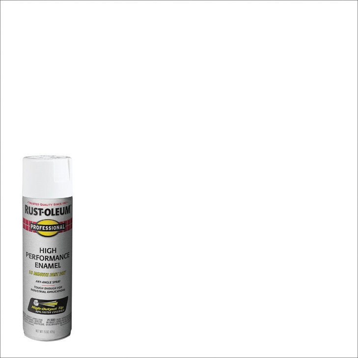 Rust-Oleum Enamel Spray Paint, Type: Professional High Performance paint, Color: White, Size: 15 oz, Packaging Qty: 1 each - 6 per case