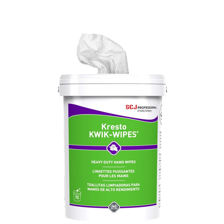 Hand Wipes, Kresto KWIK-WIPES, 70 Ct, Canister, White, 6/CS