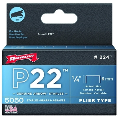 Arrow Fastener 224 P22 Type Staples 1/4" 5000-Box