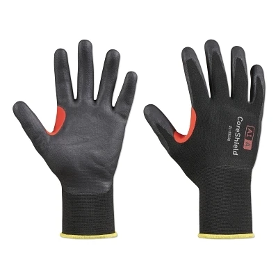 PIP 211515B10XL CoreShield A1/A Coated Cut Resistant Gloves, 10/XL, Nylon Black Liner, Nitrile Micro-Foam Black Coating, 15 ga
