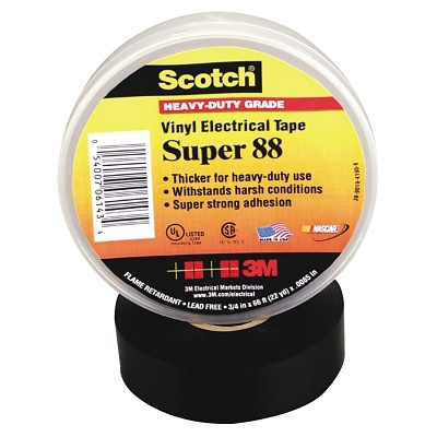 Scotch 7000058433 Super 88 Vinyl Electrical Tape, 1-1/2 in x 44 ft, Black