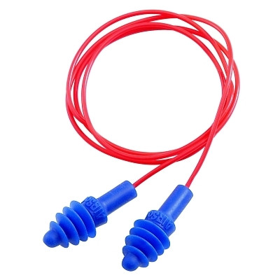 Howard Leight by PIP DPAS30R AirSoft Reusable Earplugs, Thermoplastic Elastomer, Blue, Corded