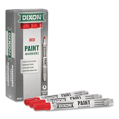 Dixon Ticonderoga 80221 Valve Action Paint Marker, 11/16 in Tip, Medium, Red