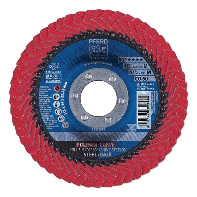 Pferd 67234 Polifan Curve Flap Disc 4-1/2 Inch x 7/8 Inch 60 Grit Ceramic Medium Radius