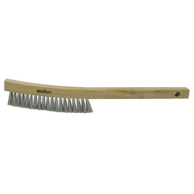 Weiler 44240 Plater's Brush, 4 X 18 Rows, Stainless Steel Wire Bristle, Wood Handle