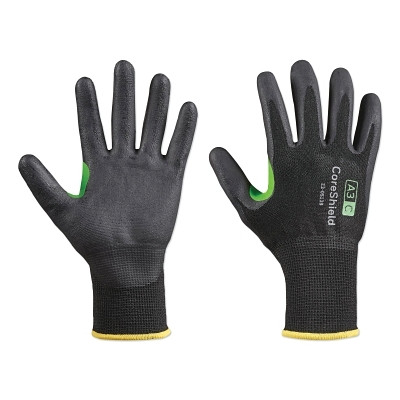 PIP 230513B7S CoreShield A3/C Coated Cut Resistant Gloves, 7/S, HPPE/Basalt Black Liner, Nitrile Micro-Foam Black Coating, 13 ga