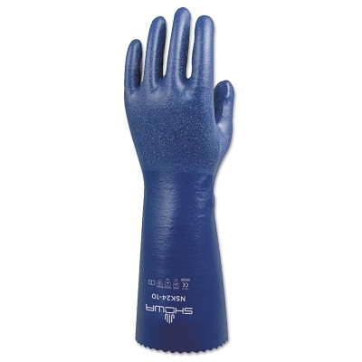 SHOWA NSK2410 NSK24 Dual Nitrile-Coated Gloves, Large, Blue