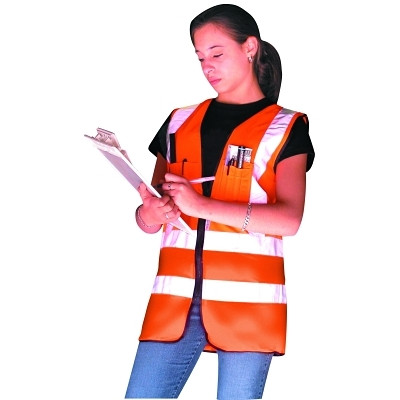 OccuNomix LUXSSFSYL Class 2 Surveyor Style Solid Vests w/3M Scotchlite Reflective Tape, L, HiViz Yel