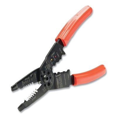 Crescent 8WSCCDG Wire Stripper and Crimper, 8 in, 10 AWG to 22 AWG, Orange PVC Handle