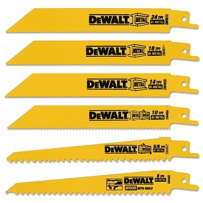 DeWalt DW4856 Reciprocating Blade Sets, Wood/Metal, 6 pc