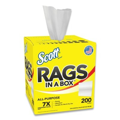 Scott 75260 Rags In A Box Heavy Duty Disposable Towel, 9.75 in W, 12.35 in L, White