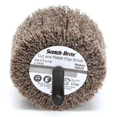 Scotch-Brite EXL Unitized Deburring Wheel 2 Inch x 1 Inch x 1/4 Inch Medium Aluminum Oxide