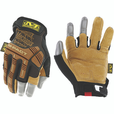Mechanix Wear LFR75010 DuraHide M-Pact Framer Gloves, Leather/TPR/TrekDry, Size 10/Large, Black/Brown/Tan