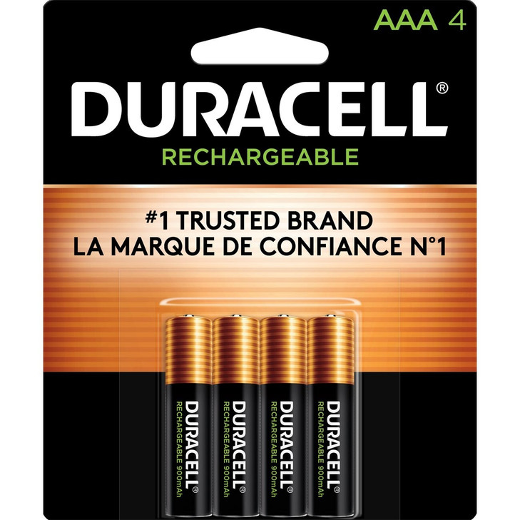Duracell NIMH RECHARGEABLE Batteries, DX2400B4N, Size: AAA, Packaging Qty: 4 per Pack - 24 Packs Per Case