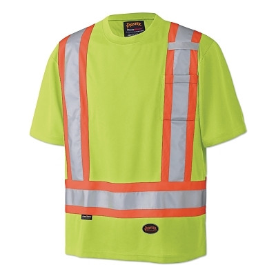 Pioneer V1051160UXL 6990U/6991U Birdseye Hi-Viz Safety T-Shirt, Short Sleeves, X-Large, Yellow/Green