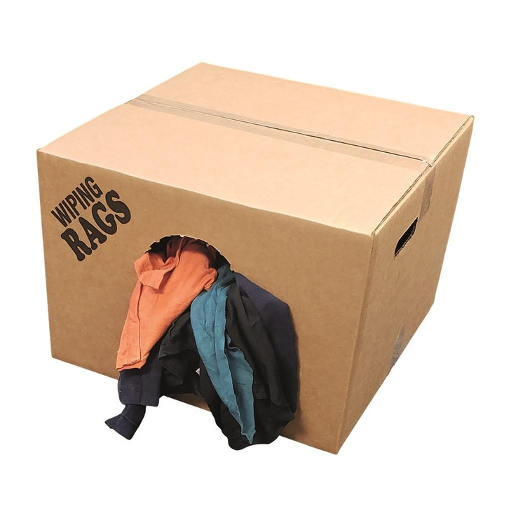 Z-Rag Bulk Reclaimed Mixed Color T-Shirt Rags, 25 lbs./Box