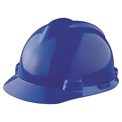 MSA 463943 V-Gard Slotted Hard Hat Cap Blue with Staz-On Suspension