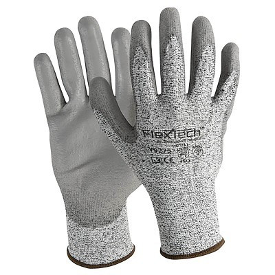 Wells Lamont Y9275S FlexTech HPPE Fiber Gloves with Polyurethane Coated Palm, Y9275, Economy, Small, Gray/Speckled Gray