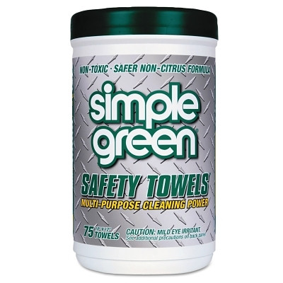 Simple Green 3810000613351 Safety Towels, White, 10 in W x 12 in L, 75 per Canister