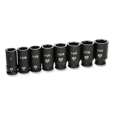 GEARWRENCH 84036 Impact Socket Set, 3/4 in Dr, 6-point, SAE, 3/4 in to 1 in, 8-Pc Deep Length, Incl Blow Mold Case