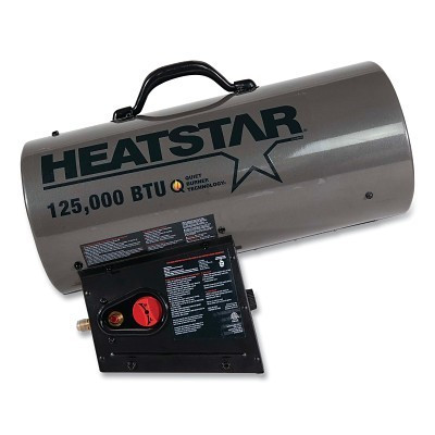 HeatStar F105508 HS125QFAV Portable Propane Forced Air Heater 125000 BTU/Hr 115V AC 40 Lb Tank With Hose and POL Regulator