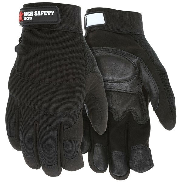 Mechanics Gloves, 2X-Large, Leather, Black
