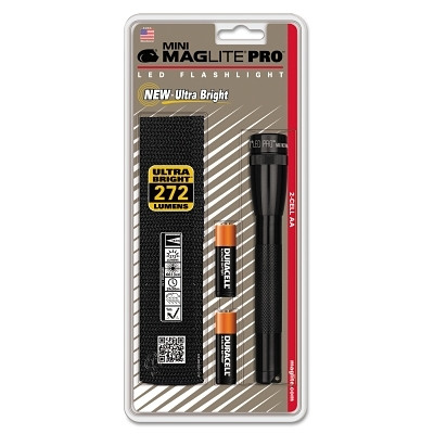 MAGLITE SP2P01H Mini MAG-Lite Pro Flashlight, 2 AA, 272 Lumens, Black