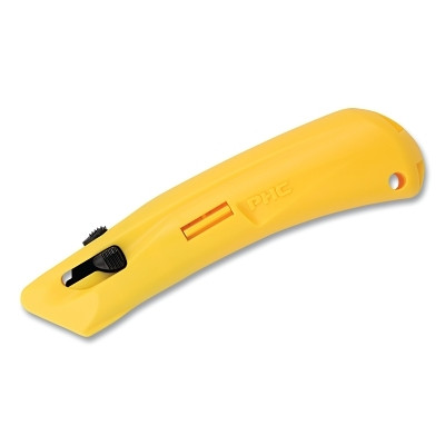 Pacific Handy Cutter E11203-3 EZ3 Safety Knife, Auto-Retract, Blunt Tip, 3-Button, Plastic, Yellow