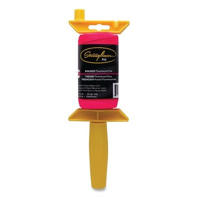 Stringliner 25162 PRO Mason's Line Reel, 1/8 in dia, 250 ft L, Fluorescent Pink, Braided Nylon