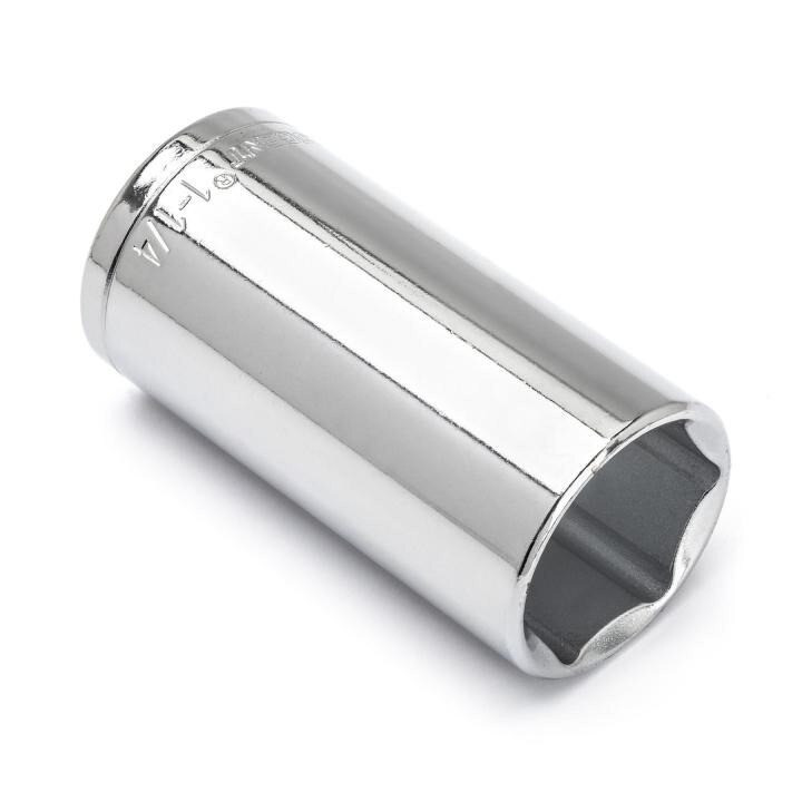 Deep Socket, Alloy Steel, Full Polish Chrome, 1/2 Inch Drive