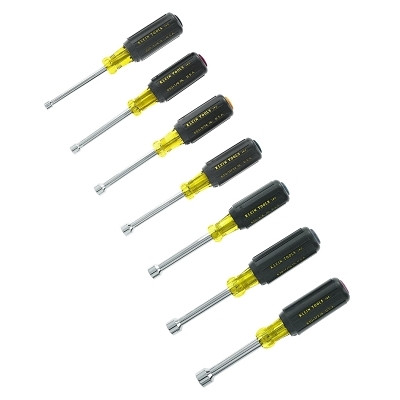 Klein Tools 631 7 Piece Cushion Grip Nut Driver Set 3/16 Inch 1/4 Inch 5/16 Inch 11/32 Inch 3/8 Inch 7/16 Inch 1/2 Inch