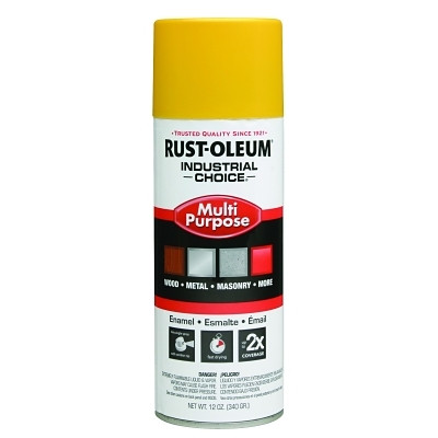 Rust-Oleum 1644830 Industrial Choice 1600 System Enamel Aerosol, 12 oz, OSHA Safety Yellow, Hi-Gloss