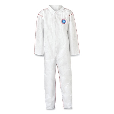 DuPont Tyvek ST120SWHMD002500 Tyvek 400 SFR Coverall, With Laydown Collar, White, Medium