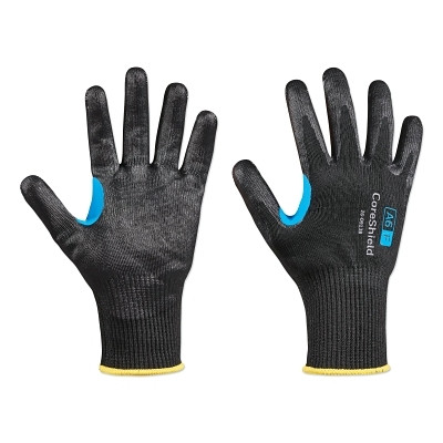 PIP 260913B10XL CoreShield A6/F Coated Cut Resistant Gloves, 10/XL, HPPE/Alloy/Basalt, Smooth Nitrile, 13 ga, Black