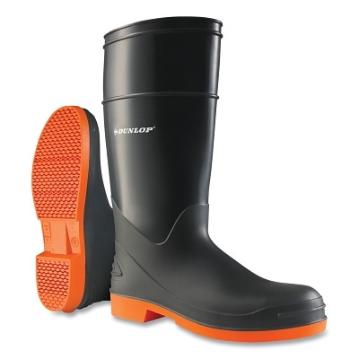 Dunlop Protective Footwear 8798200.05 Sureflex Steel Toe Rubber Boots, Men's 5, 16 in Boot, Nitrile/PVC, Black/Orange