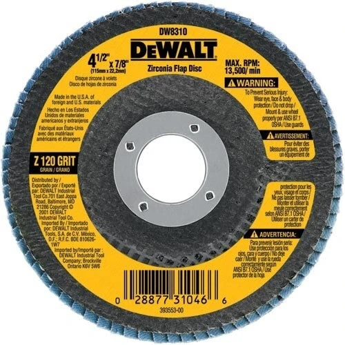 DeWalt Flap Disc, 4-1/2" x 7/8" 120 Grit Zirconia T29 Flap Disc