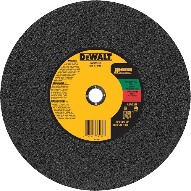 DeWalt DWA8029D Turbo Cut-Off Wheel, 10 Inch x 1/8 Inch x 5/8 Inch, 10/pack