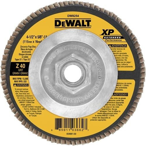 DeWalt Flap Disc, 4-1/2" X 5/8"-11 Z40 T27 XP FLAP DISC