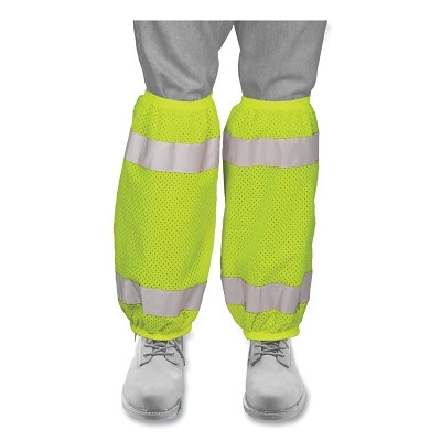 KISHIGO 3930-6 Mesh Safety Gaiters, Class E, One Size Fits Most, Lime with Reflective Stripes, Ultra-Cool 100% Polyester