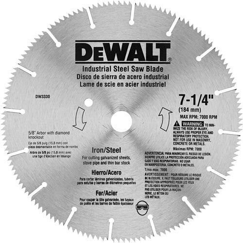 DeWalt Circular Saw Blades, 7-1/4" Iron/Steel Saw Blade