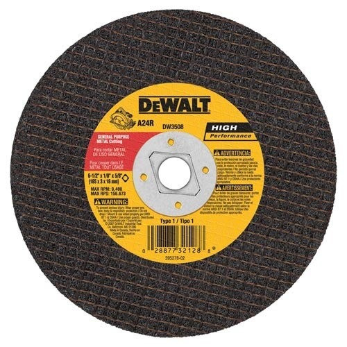 DeWalt Bonded Abrasive, 6-1/2"X1/8" METAL ABRASIVE SAW BLD(BLK)